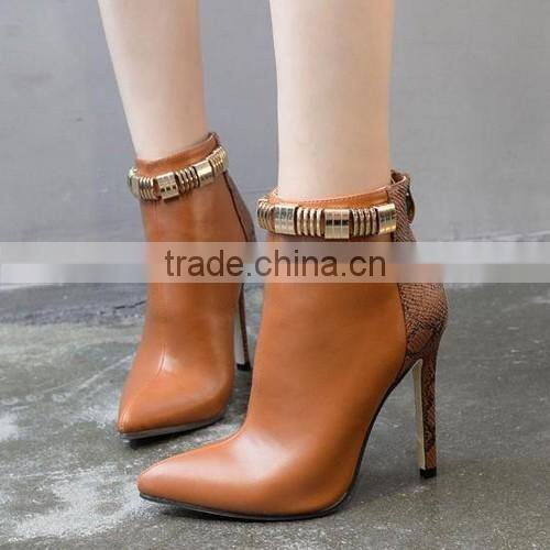 2016 browm heel ankle boots high quality women ankle boots PF4407