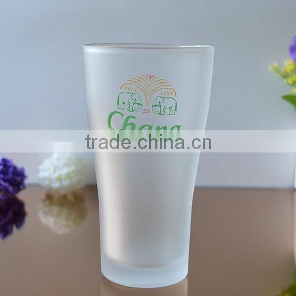 Tulip frosted beer glass with logo from cattelan glassware