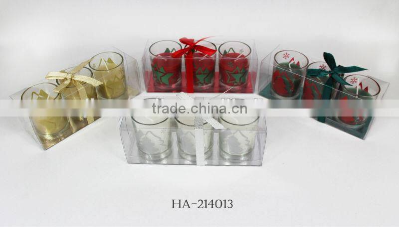 christmas decorative glass candle gift set