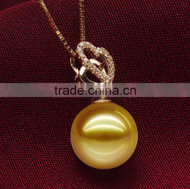 10mm AAA south sea pearl gold pendant