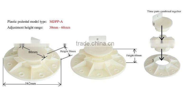 adjustable plastic pedestal deck support for decking/tiles