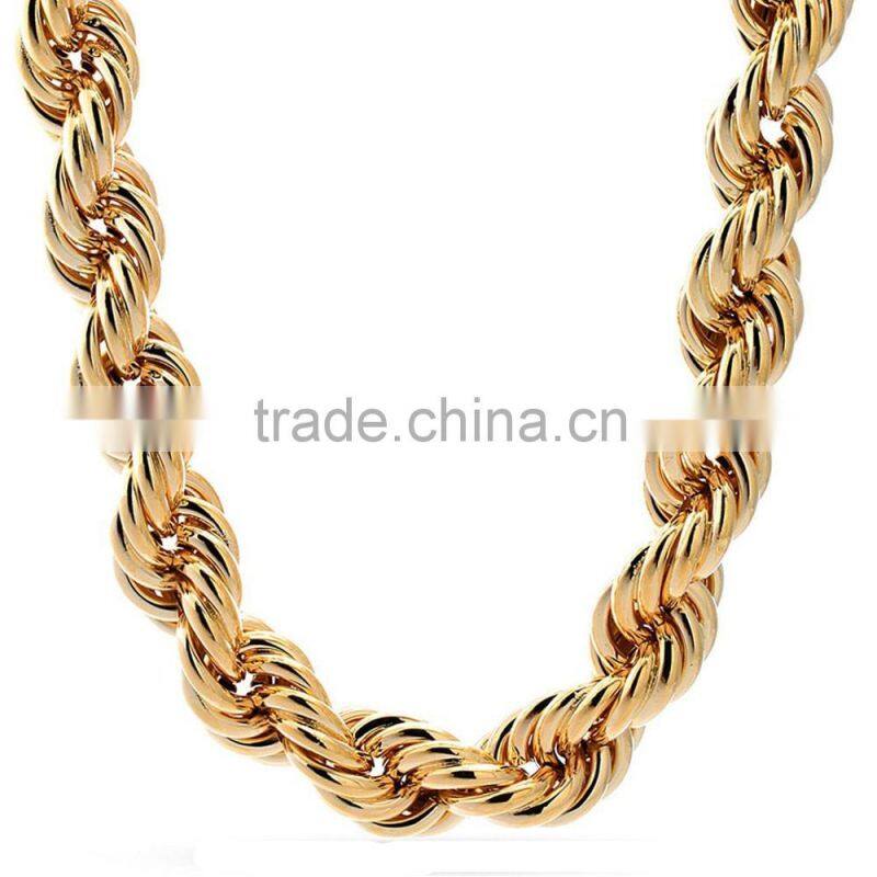 Jingli Jewelry high quality 18k gold chain IP plated rope chain necklace dubai new gold chain design for men(SC-009)