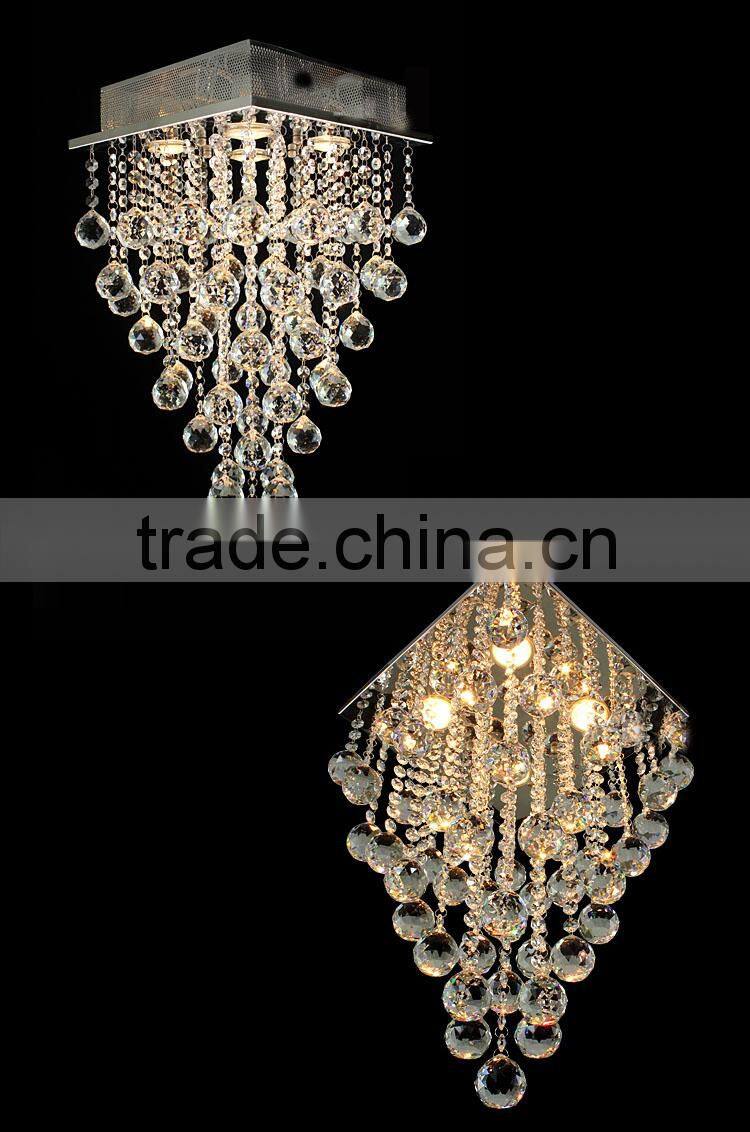 Upside down pyramid type crystal ceiling light