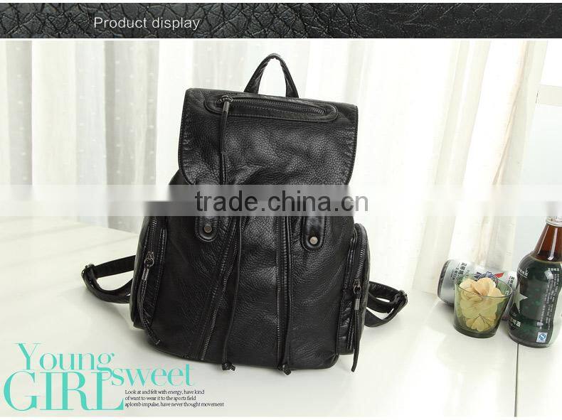 Korean Style 2016 Fashion Custom Wholesale Lady Bag PU Leather Bag for Casual Pop School Backpack