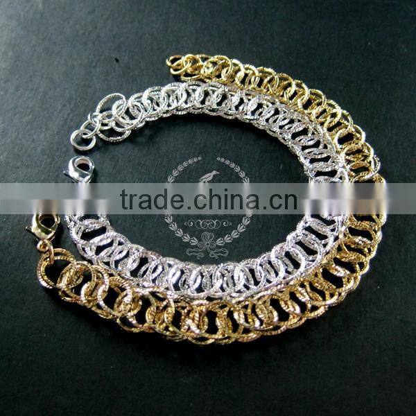 19cm silver plated brass faceted round circle link fashion DIY bracelet supplies 1900074
