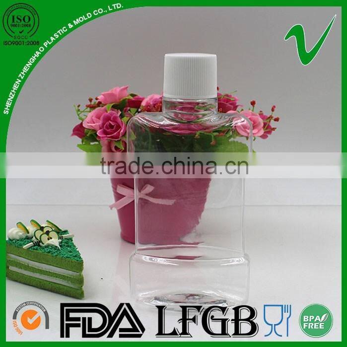PET flat clear empty plastic mouthwash bottle for sale