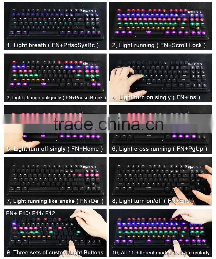 87 keys led backlight metal mechanical keyboard