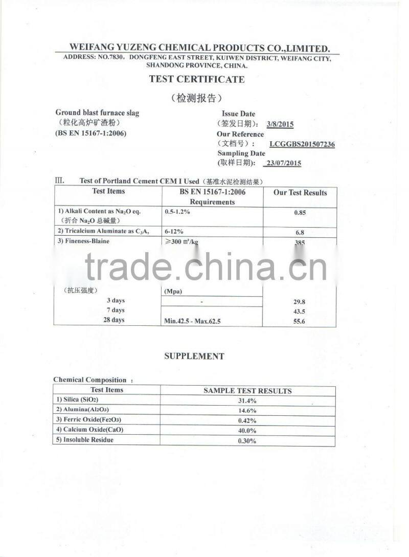 GRANULATED BLAST FURNACE SLAG POWDER IN CEMENT/GGBS/GGBFS