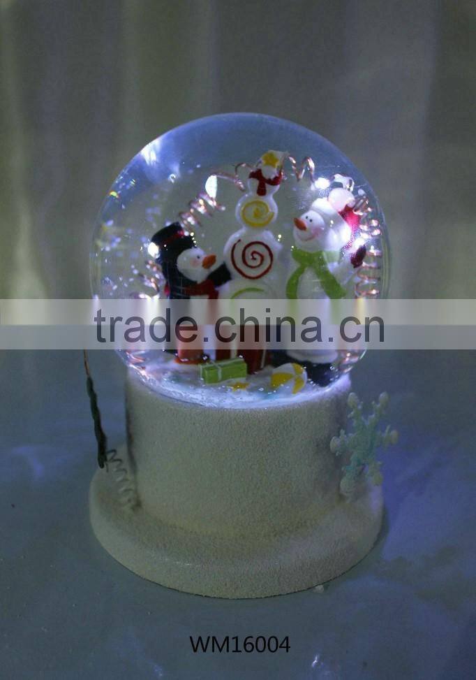 2016 new ChristmasSanta snowman water snow globe with music box and LED light