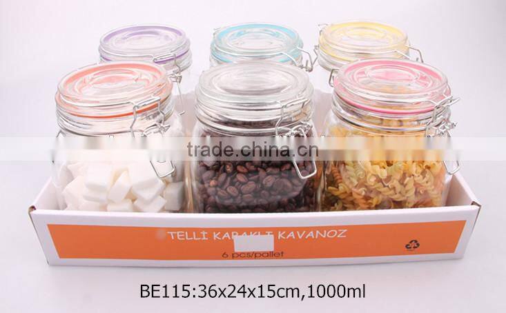 6pcs glass food jar with glass lid in a paper tray