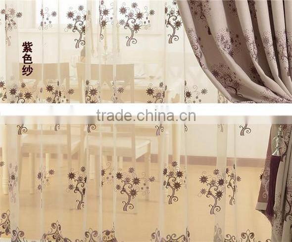 2015 High Quantity Flower Design Embroidered Voile Curtain Fabric
