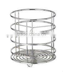 Chrome plated stainless steel kitchen utensil basket