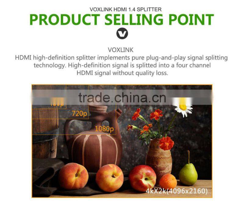 VOXLINK 1x8 HDMI splitter 4K(HDMI 1.4,HDCP1.4 ,4K,IR extension, EDID management, RS232) EU/US/UK/AU