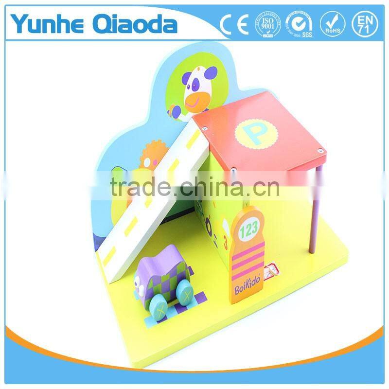 Early Learning wooden play toys the parking with a min car