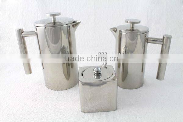 double wall stainless steel quadrate shape coffee press (0.35L,0.8L,1.0L)