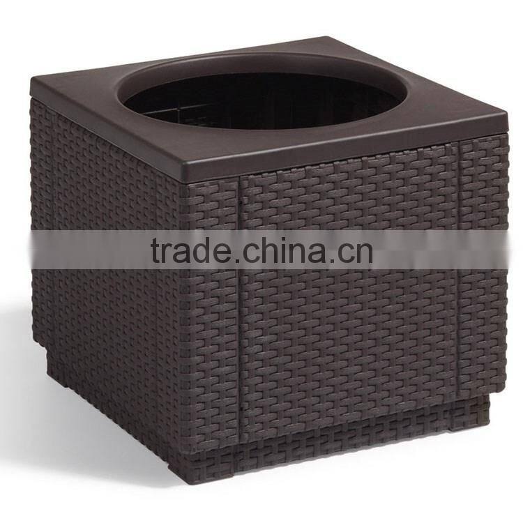 UV-resistant outdoor garden resin rattan square garlic planter sale