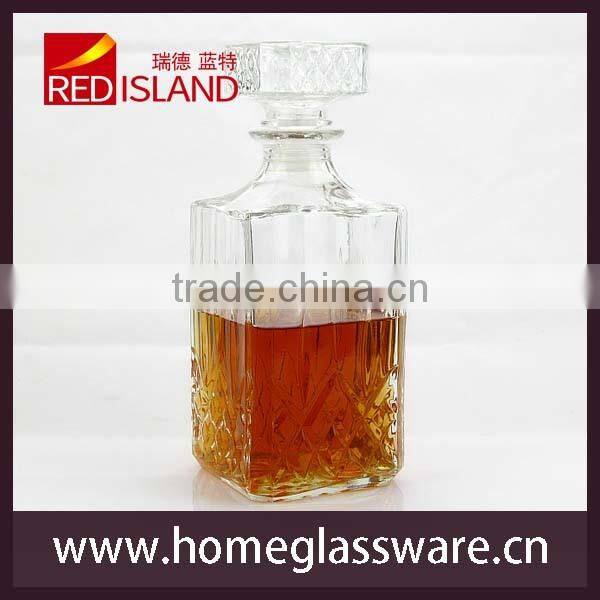 wholesale 750ml handmade clear whiskey wine glass bottle