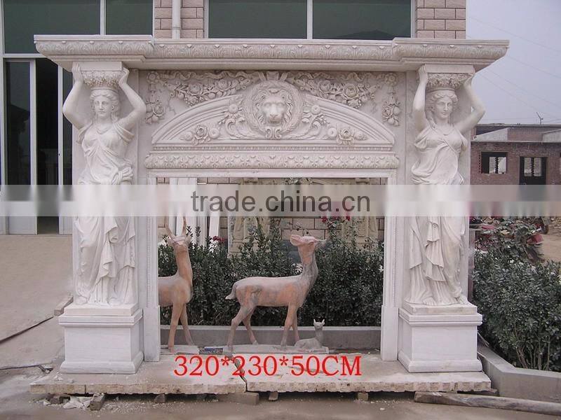 Customized size hand carved marble fireplace