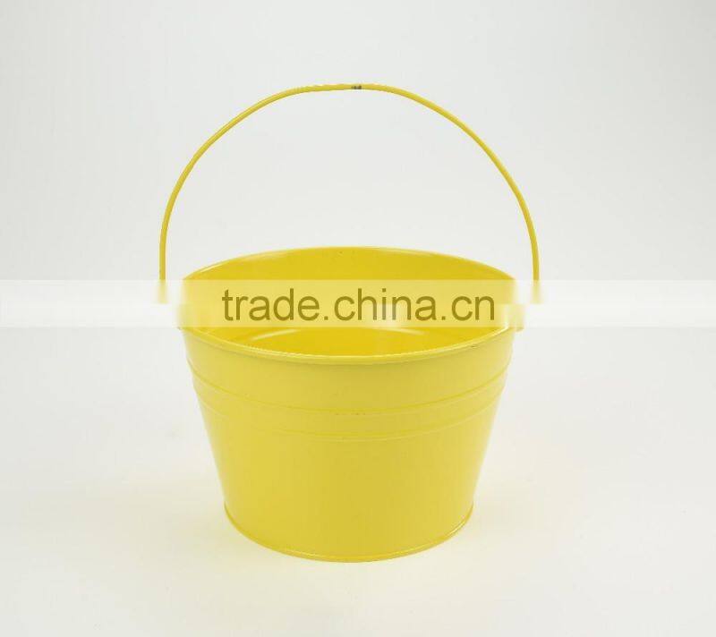 made in china cheap modern yellow hanging round powder coated metal flower pot planters