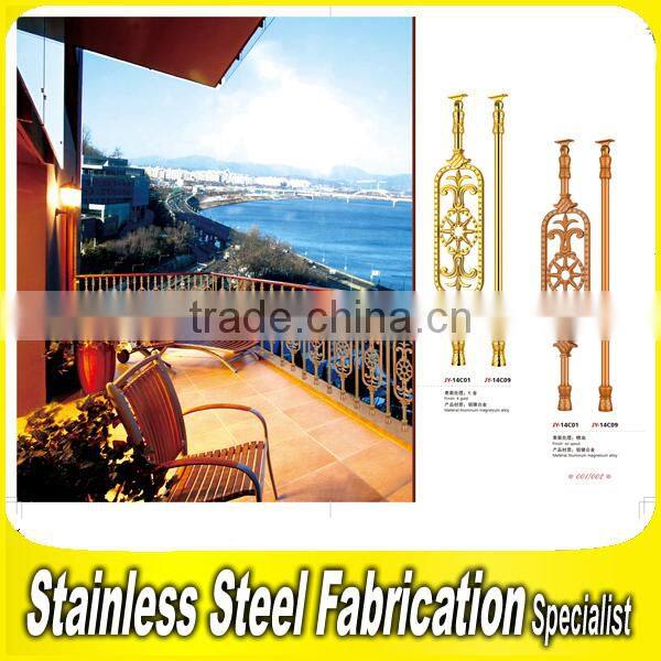 Engraved Decorative Integral Aluminum Stair Baluster