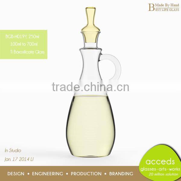 Lead Free Hand Blown Glass Oil & Vinegar Bottle