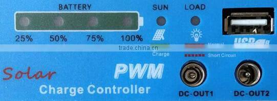 10A PWM Solar Charge Controller Regulator 12V with USB/12V pots and 4-power level display