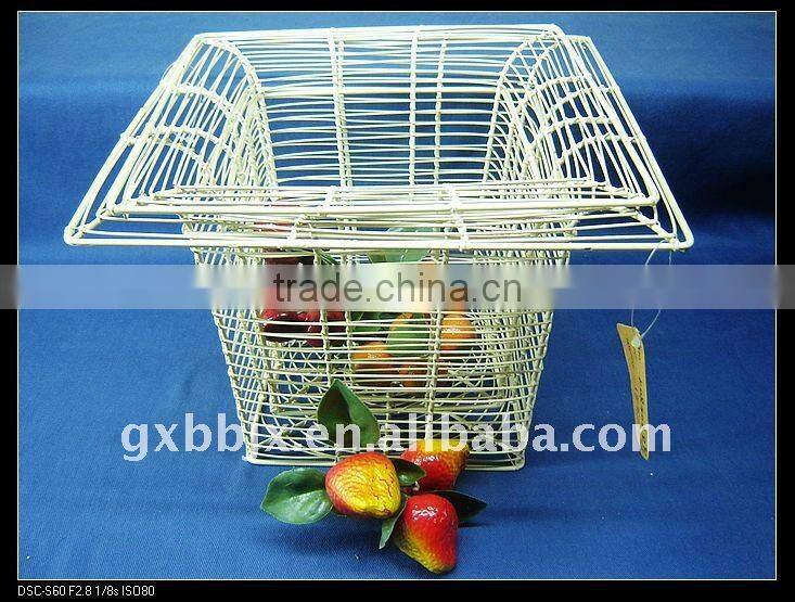 Square creamywhite wire storage basket