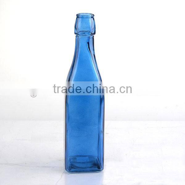 Spray blue square bottle bottom vase & milk bottles