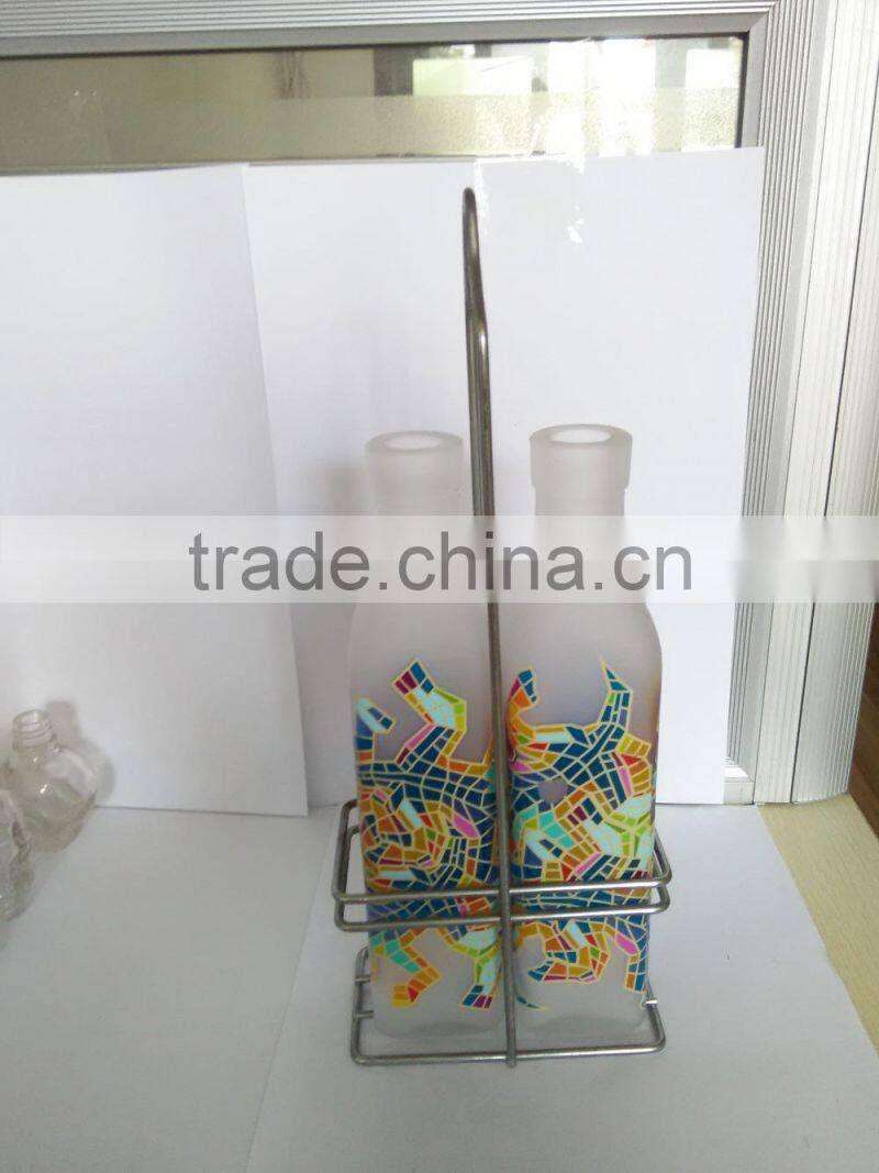 beautiful customized glass bottle /two bottles set with frame