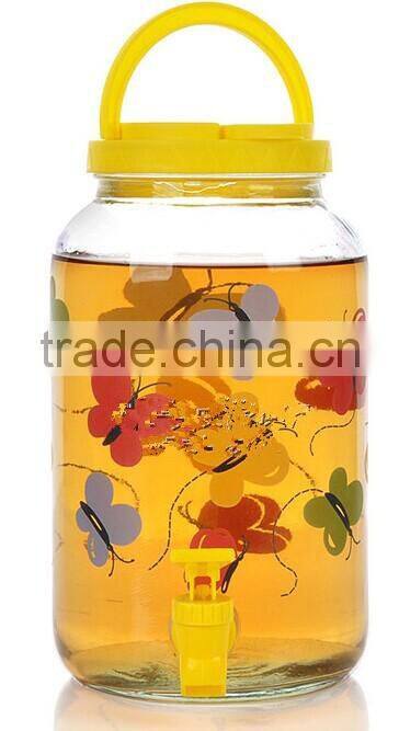 1 gallon decorating beautiful glass sun tea jar with plastic tap carring loops