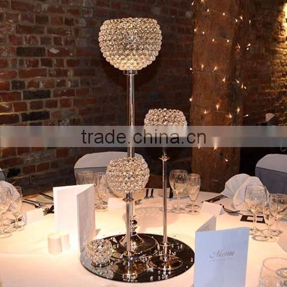 gold plated centerpiece crystal ball table decor candle holder