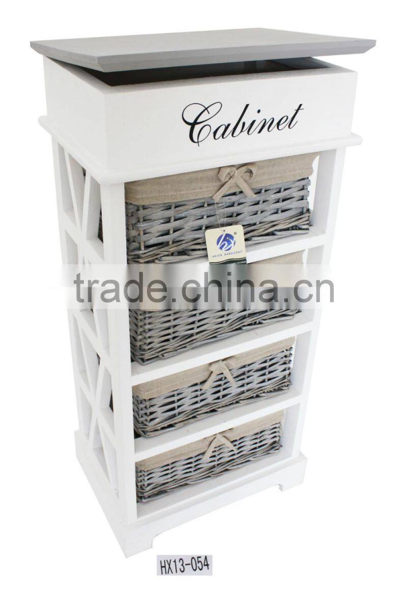 shabby chic home furniture wooden cabinet with wicker drawers