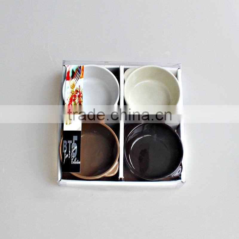 4pcs custom ceramic tapas serving set,round casserole