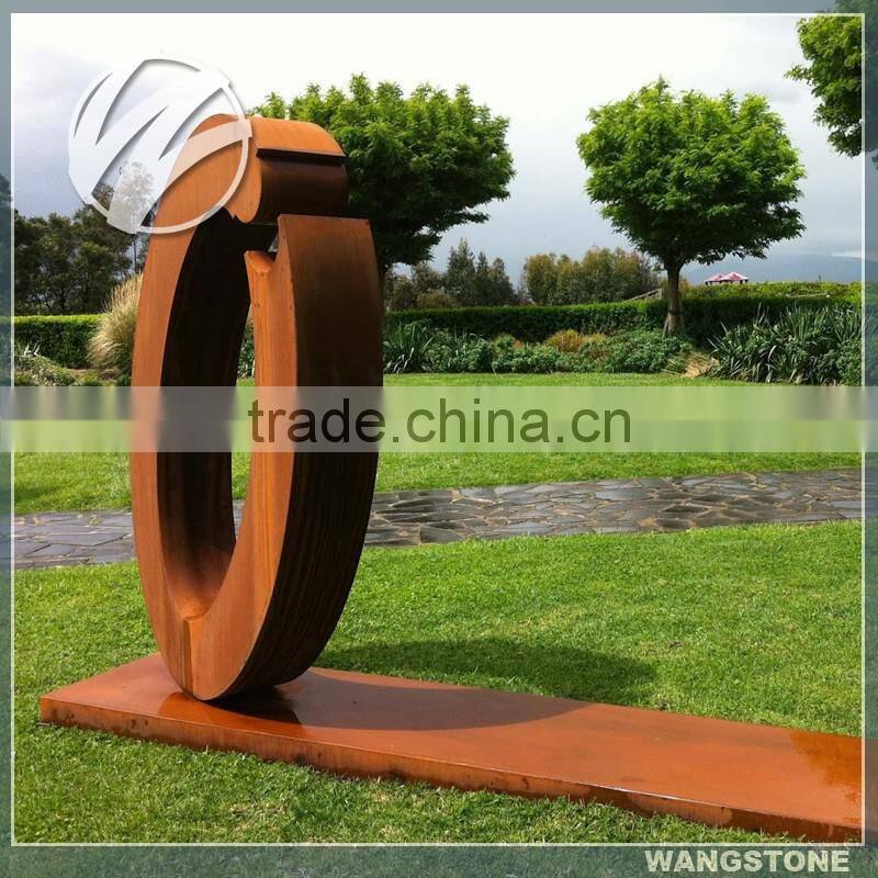 Contemporary Outdoor Simple Art Design Corten Steel Oval Shape Sculpture
