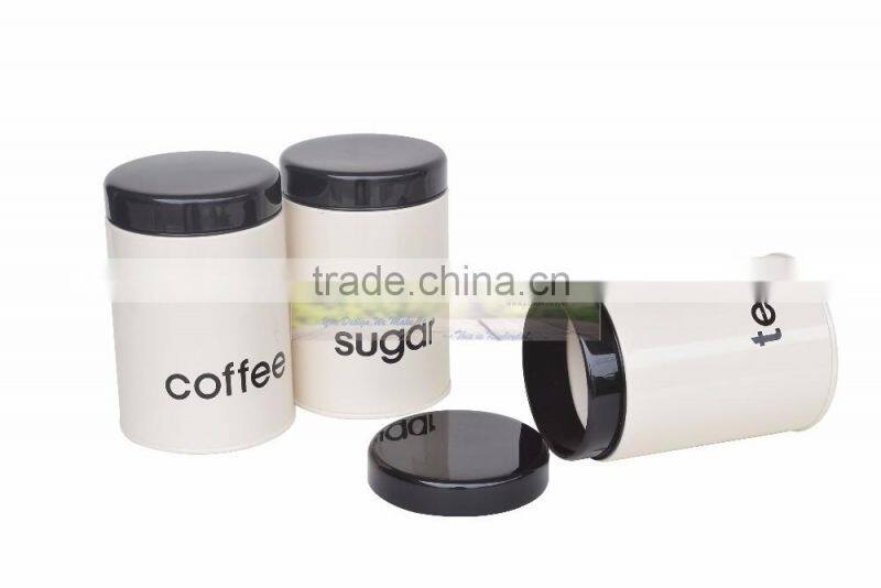 Plastic lid tea sugar coffee kitchen container set of 3