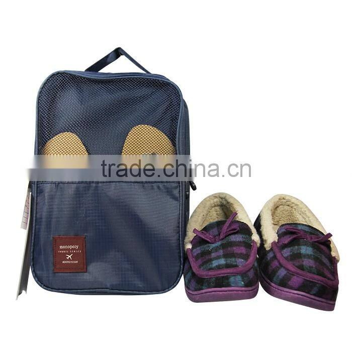 Outdoor handle blue functional thickness travel nylon storage pouch travel shoes bag