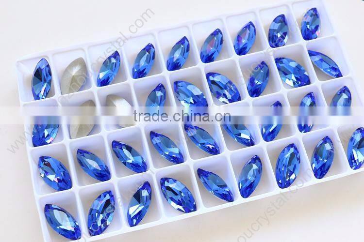 Manufacture wholesale faceted surface decorative horse eye point back crystal stone jewelry beads/lampwork