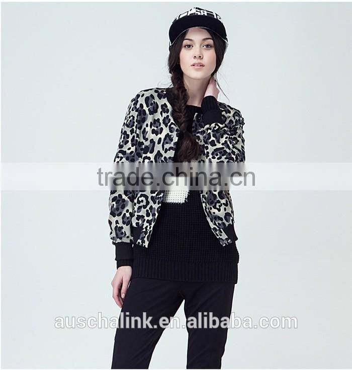 autumn short style animal leopard all over printed jacket factory price