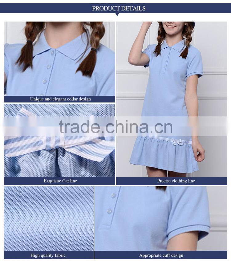 Children's College skirt 2017 summer school girls navy style short sleeved custom dress