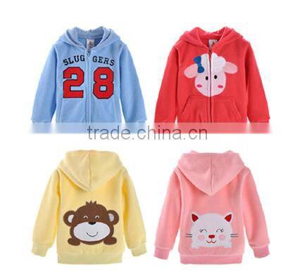 2016 cute animals pattern 100% polyester 360g polar fleece kids coat for girls
