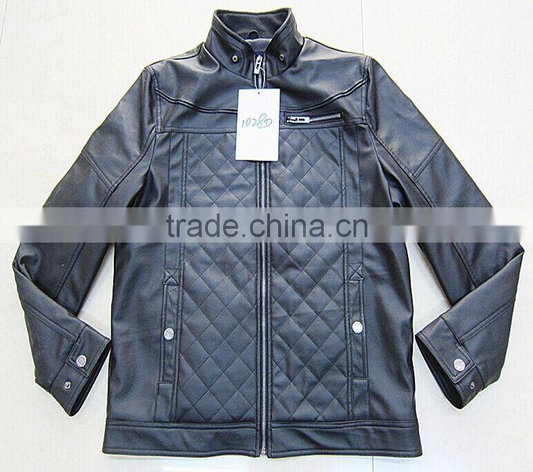 stocklot Winter coat pu leather jacket for men