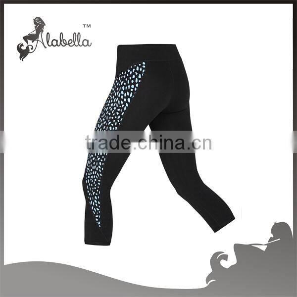 Custom women mesh design fitness capri pants Yoga lady gym tights
