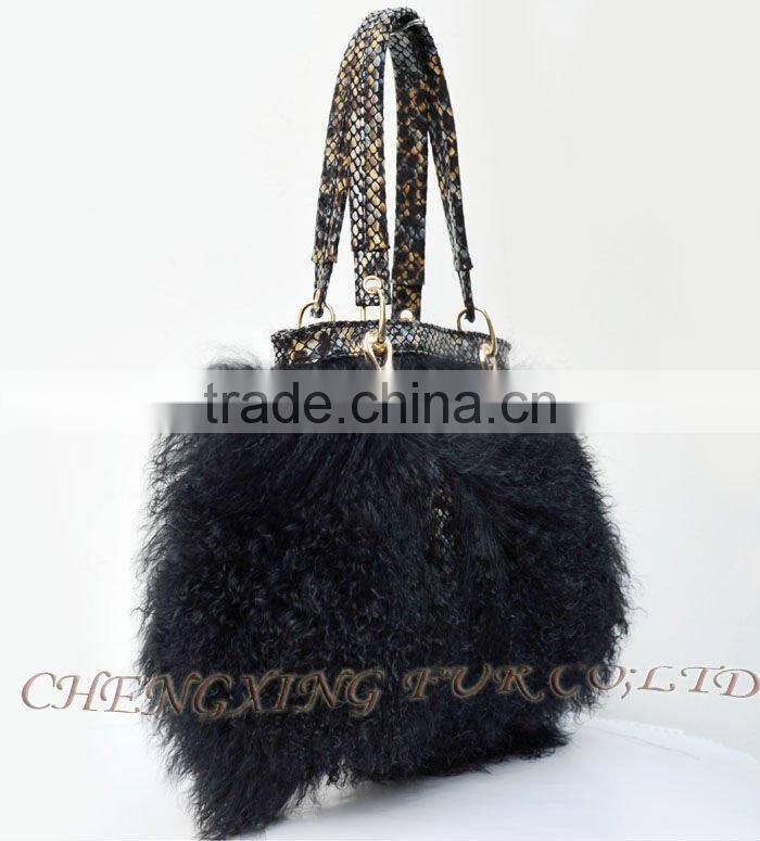 CX-H-47B Mongolian Lamb Fur Ladies Handbag New Products