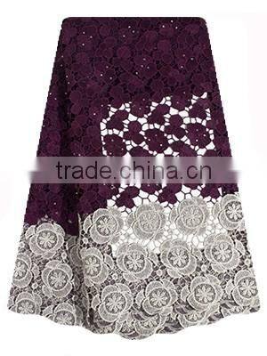 China guipure lace with stones CP0146 cord water souble lace fabric chemical cupion lace