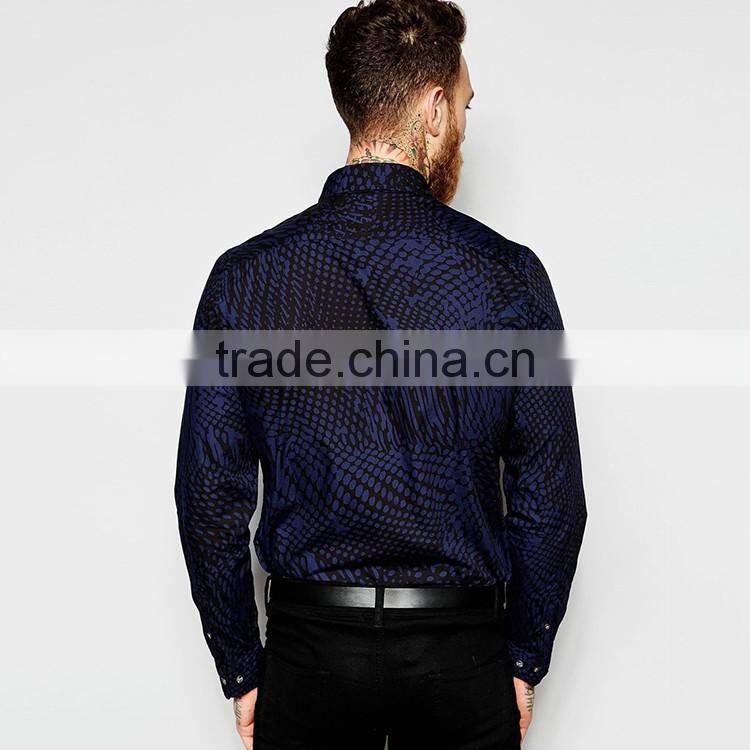 Tailored Fit Shirt 100% Cotton Shirt with All Over Print