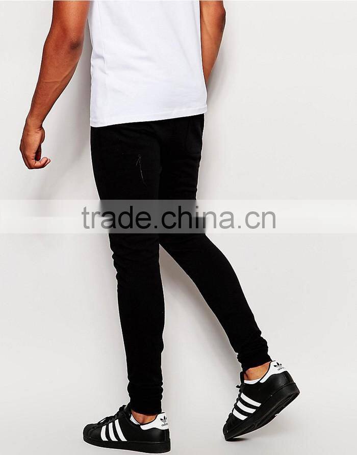 Pure black super extreme skinny jogger sweatpants for man