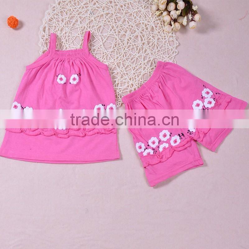 Summer hot sleeveless vests pink knitted infant blouse baby tops clothing sets
