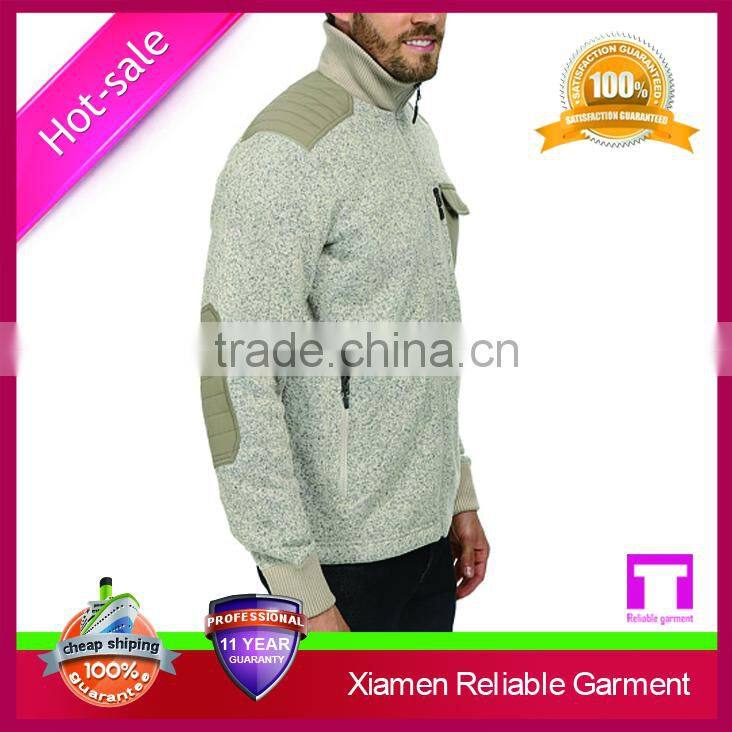 2015 zip style winter soft sweater knit fleece fabric jackets for men sport wear