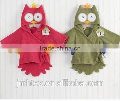High quality 100%cotton velour baby hooded towel ,soft baby towel for promotion