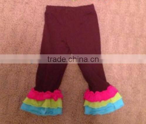 2014New arrival baby clothing chevron cotton pants kids broad wave stripe pants with ruffle adorable baby clothes zig zag pants